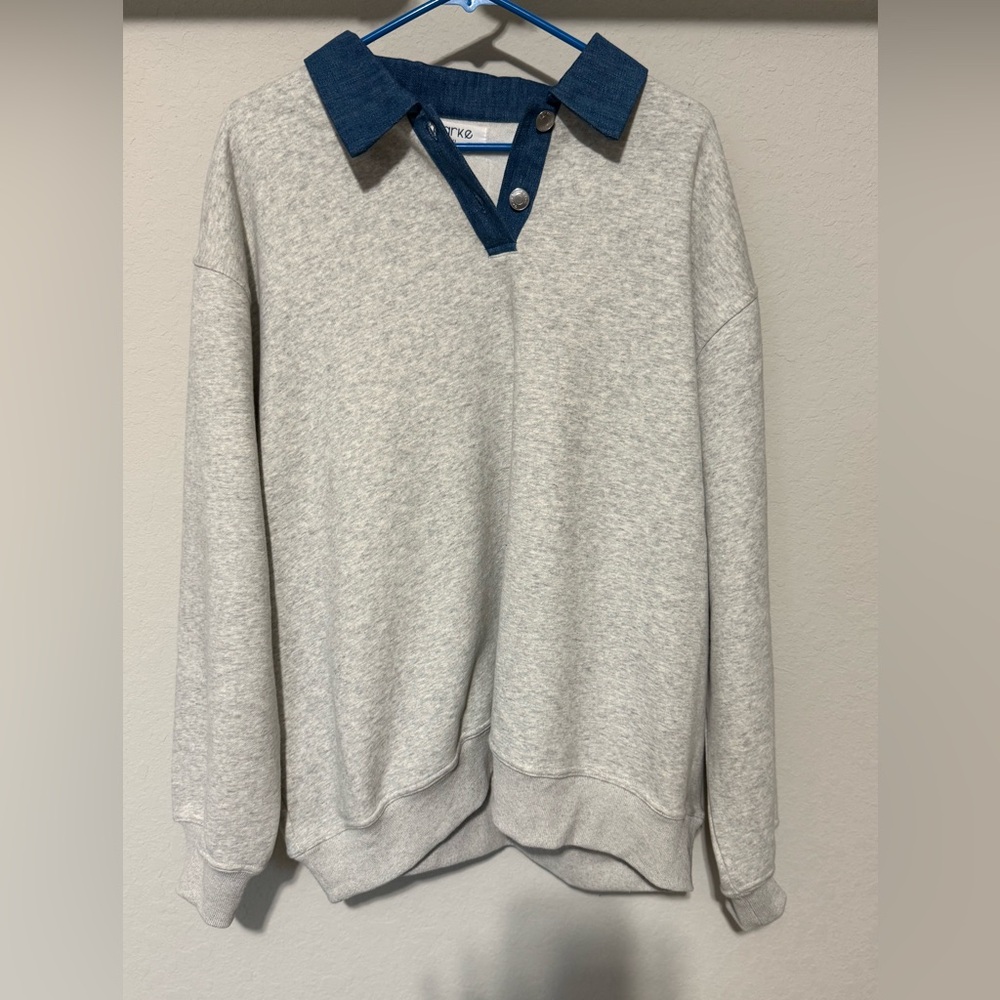 Parker Blue Denim-Trim Heather Top